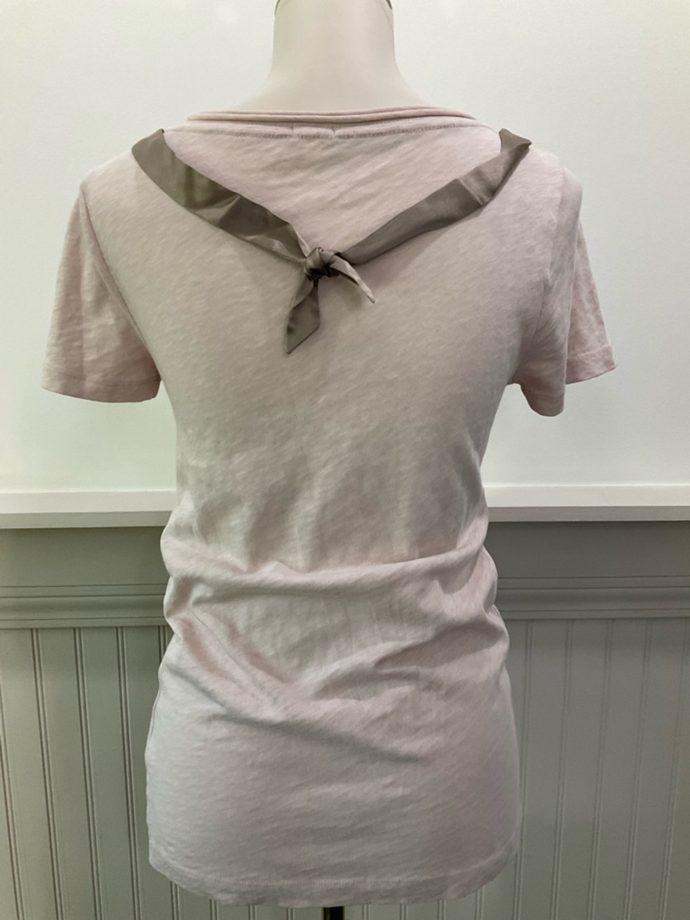 J.Crew Embellished Floral Ribbon Tee Blush Pink Short Sleeve Top Size S - Picture 3 of 5